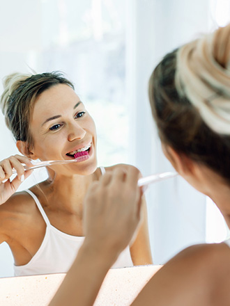 brushing and flossing